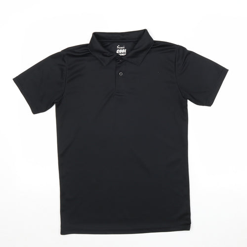 Premier Mens Black Polyester Polo Size S Collared Button