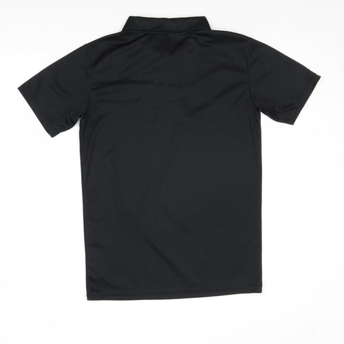 Premier Mens Black Polyester Polo Size S Collared Button