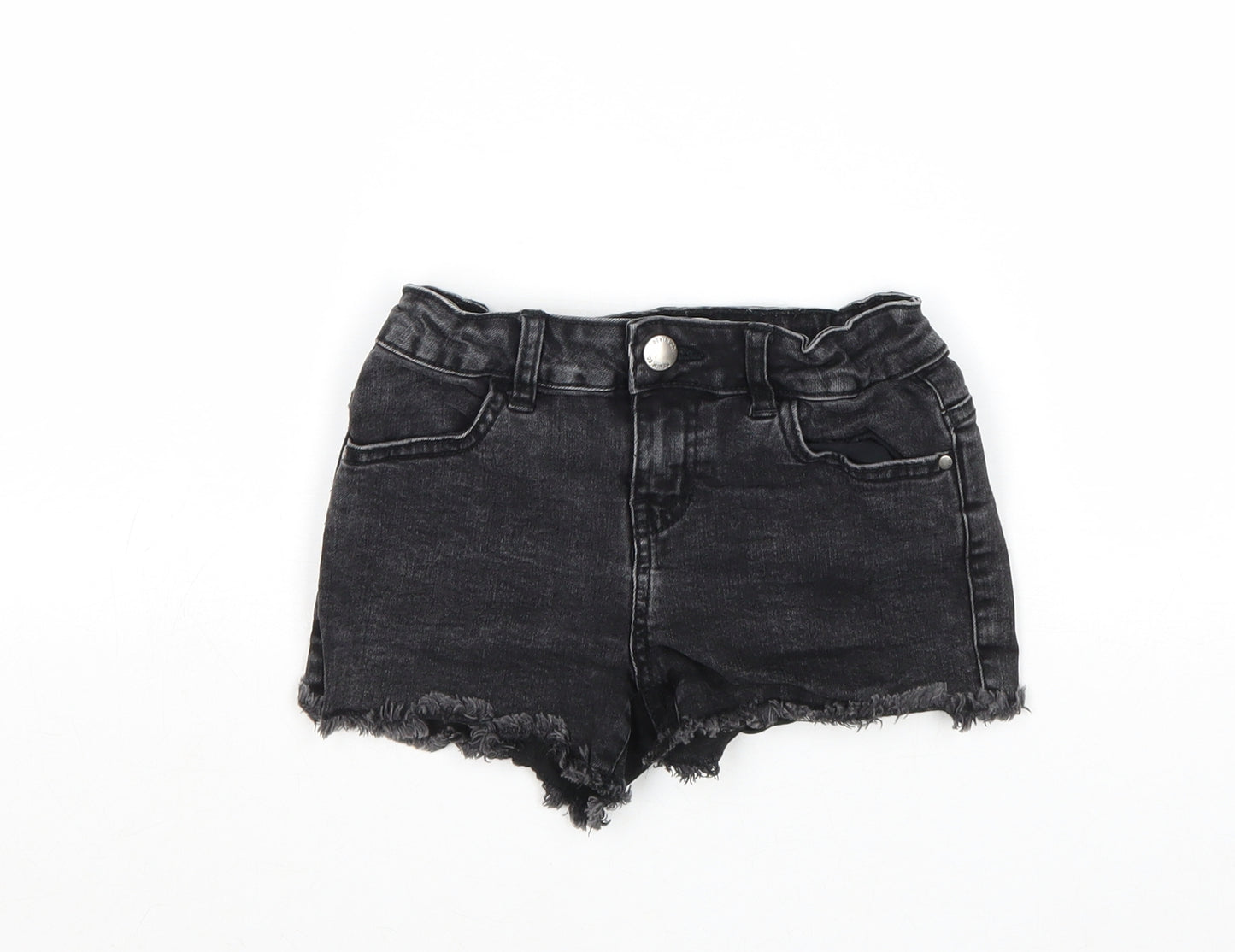 Denim & Co. Girls Black Cotton Hot Pants Shorts Size 7-8 Years Regular Zip