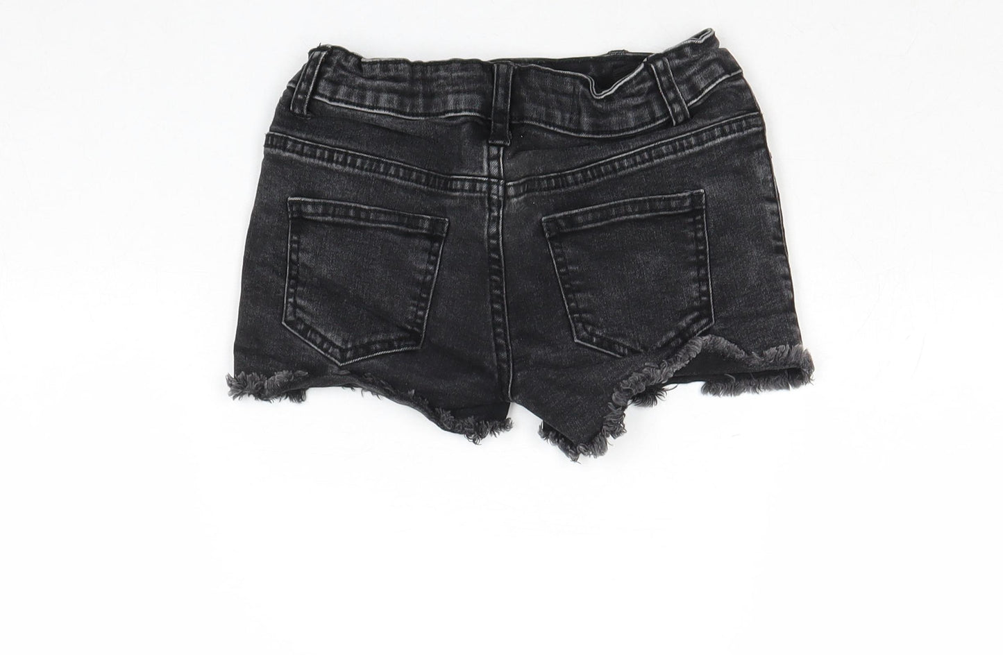 Denim & Co. Girls Black Cotton Hot Pants Shorts Size 7-8 Years Regular Zip