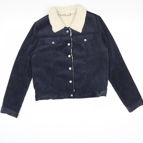 2bella Womens Blue Jacket Size L Snap - Fluffy Lining