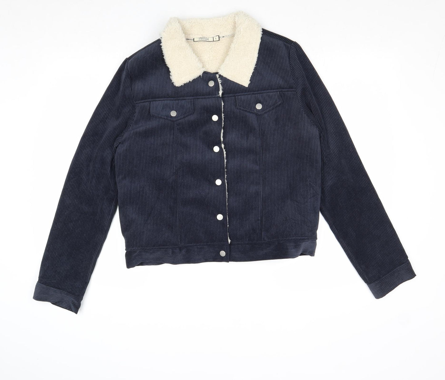 2bella Womens Blue Jacket Size L Snap - Fluffy Lining