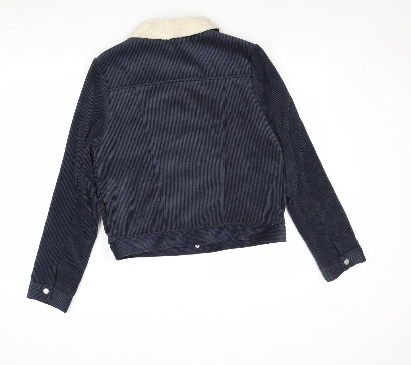 2bella Womens Blue Jacket Size L Snap - Fluffy Lining