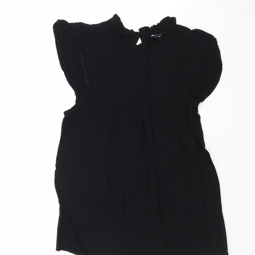 New Look Womens Black Viscose Basic Blouse Size 6 Mock Neck