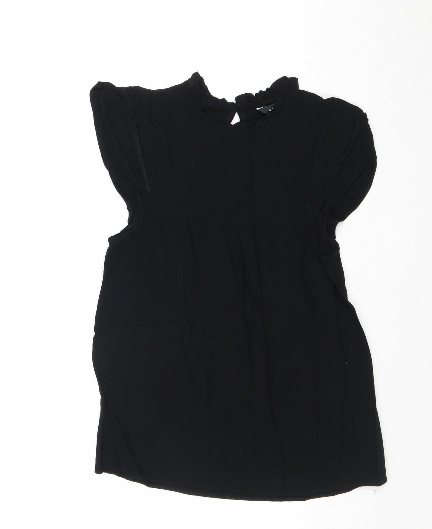 New Look Womens Black Viscose Basic Blouse Size 6 Mock Neck