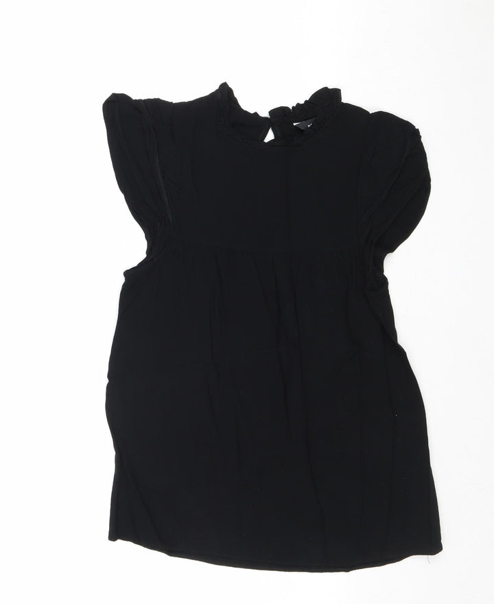 New Look Womens Black Viscose Basic Blouse Size 6 Mock Neck