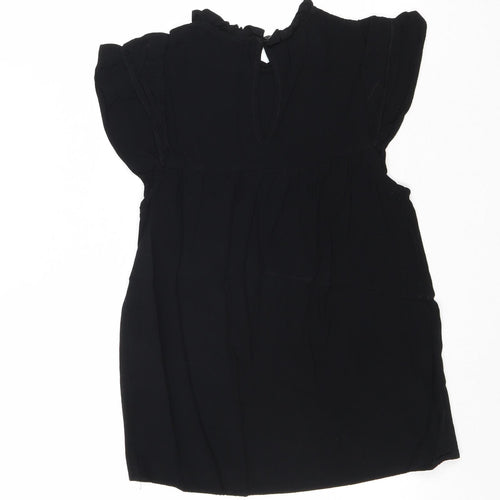 New Look Womens Black Viscose Basic Blouse Size 6 Mock Neck