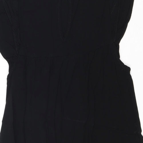 New Look Womens Black Viscose Basic Blouse Size 6 Mock Neck