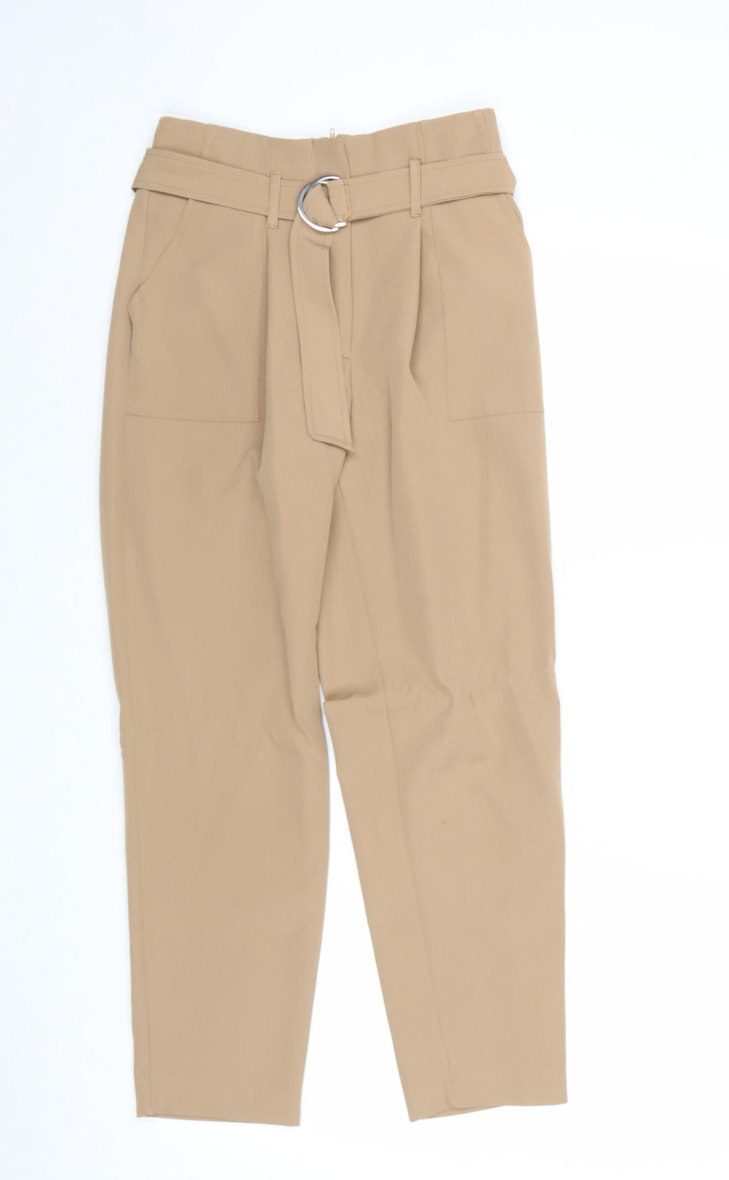 New Look Womens Beige Polyester Chino Trousers Size 6 Regular Zip