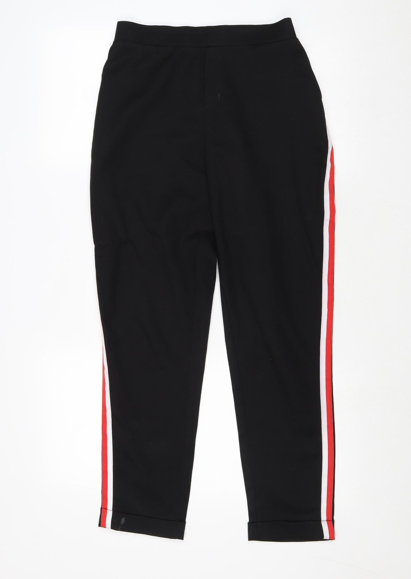 New Look Womens Black Polyester Jogger Trousers Size 8 Regular - Side Stripe Detail