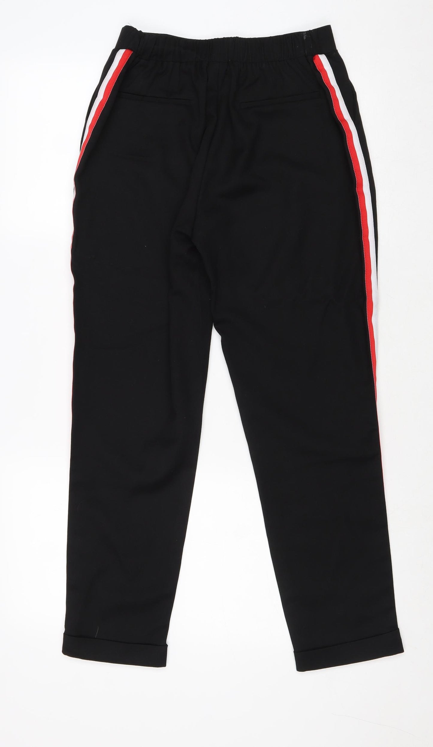New Look Womens Black Polyester Jogger Trousers Size 8 Regular - Side Stripe Detail