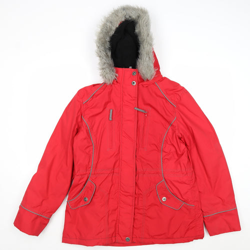 Savoir Womens Red Windbreaker Jacket Size 12 Zip