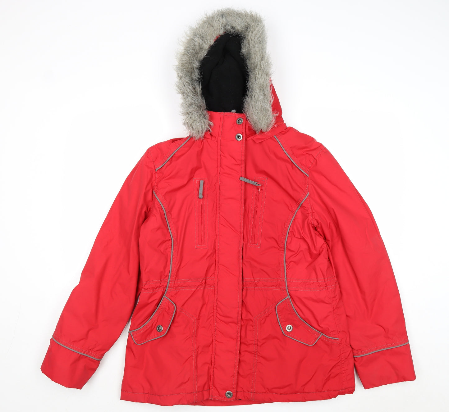 Savoir Womens Red Windbreaker Jacket Size 12 Zip