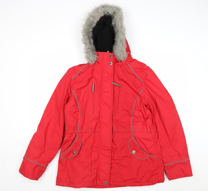 Savoir Womens Red Windbreaker Jacket Size 12 Zip
