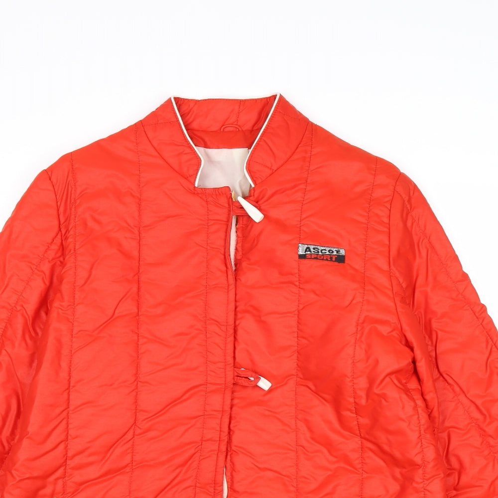 Ascot Sport Womens Red Quilted Jacket Size 12 Toggle