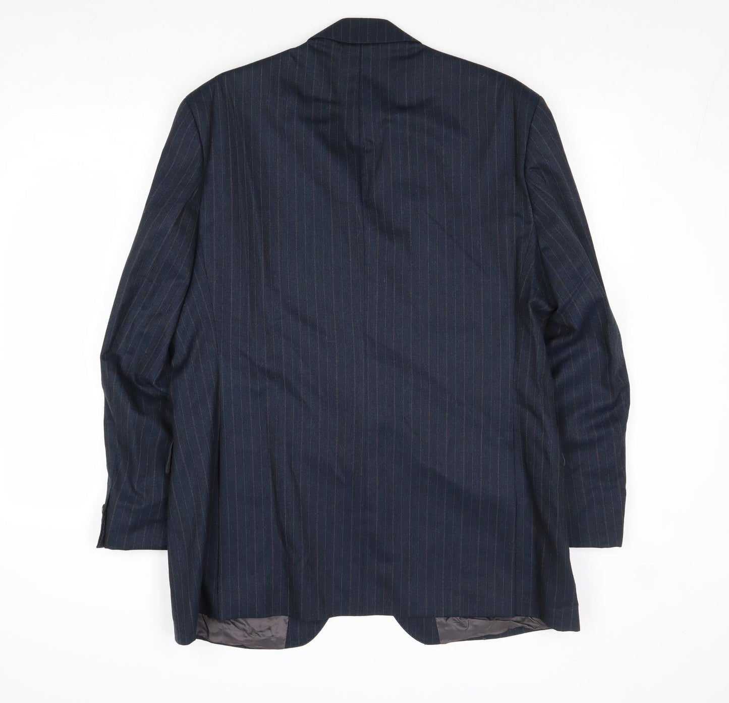Preworn Mens Blue Striped Wool Jacket Suit Jacket Size 44 Regular