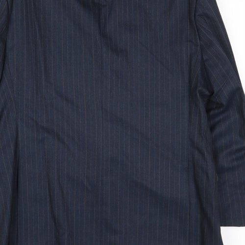 Preworn Mens Blue Striped Wool Jacket Suit Jacket Size 44 Regular