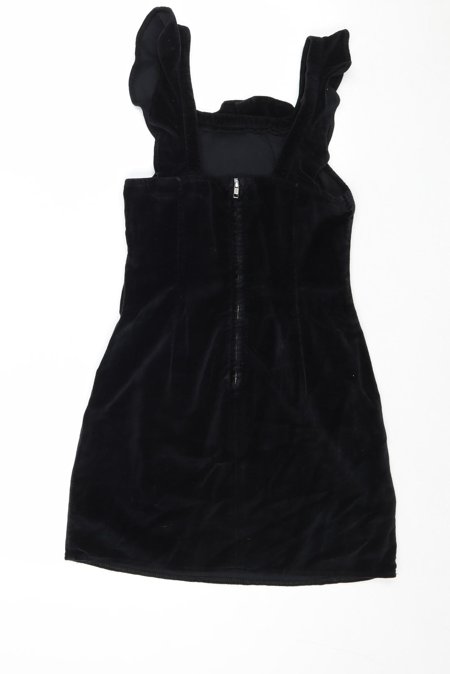 Tosphop Womens Black 100% Cotton A-Line Size 8 Round Neck Zip