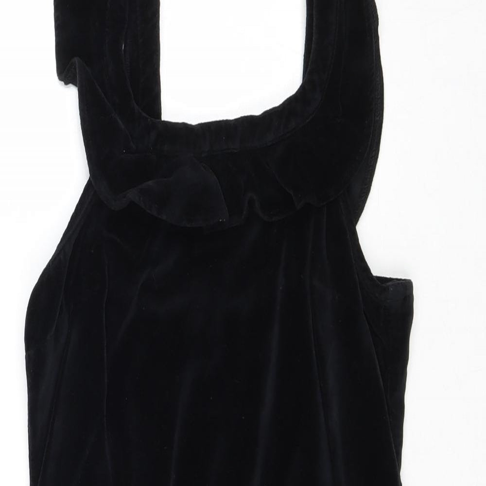 Tosphop Womens Black 100% Cotton A-Line Size 8 Round Neck Zip
