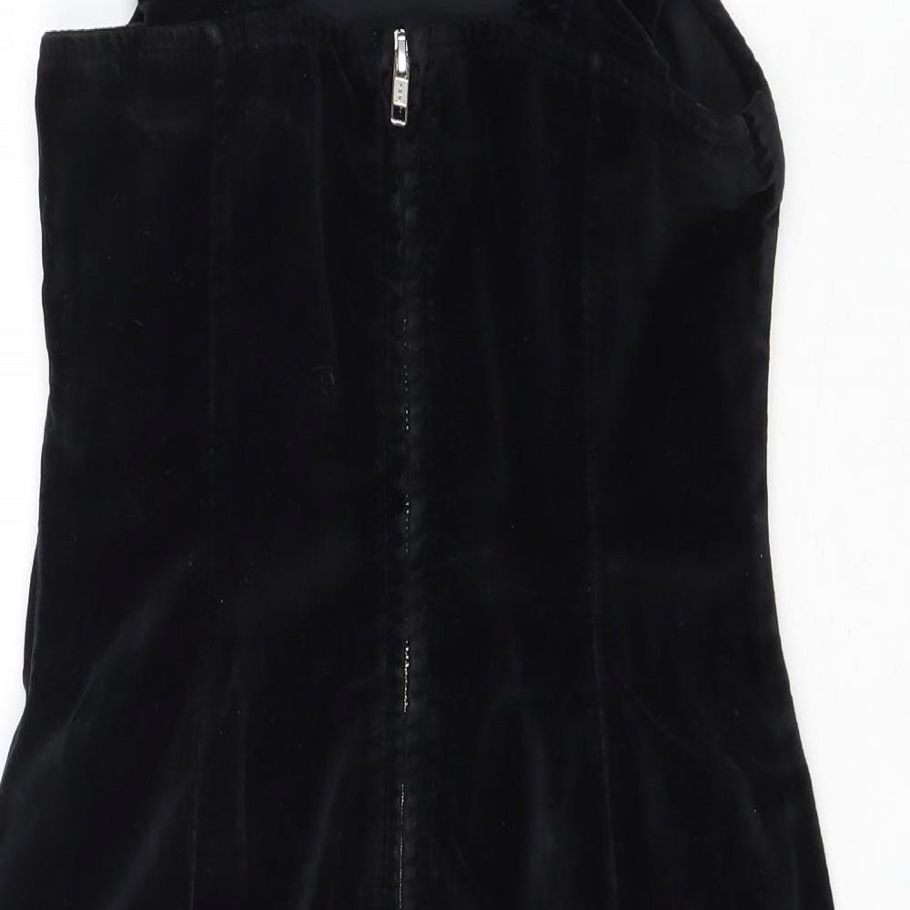 Tosphop Womens Black 100% Cotton A-Line Size 8 Round Neck Zip