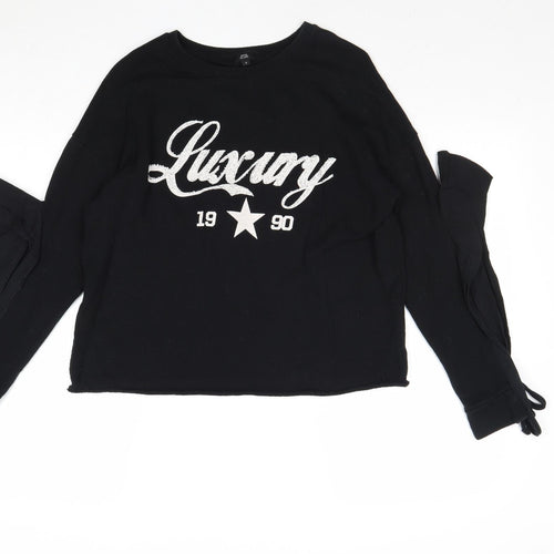 River Island Womens Black 100% Cotton Pullover Sweatshirt Size S Pullover - Cold Shoulder