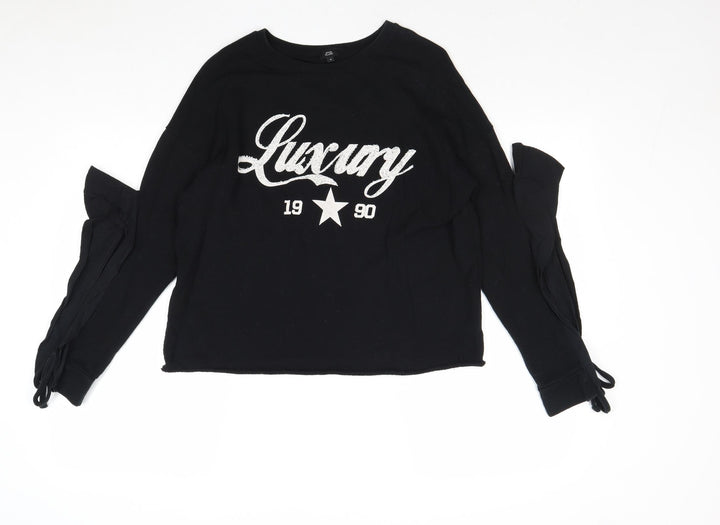 River Island Womens Black 100% Cotton Pullover Sweatshirt Size S Pullover - Cold Shoulder