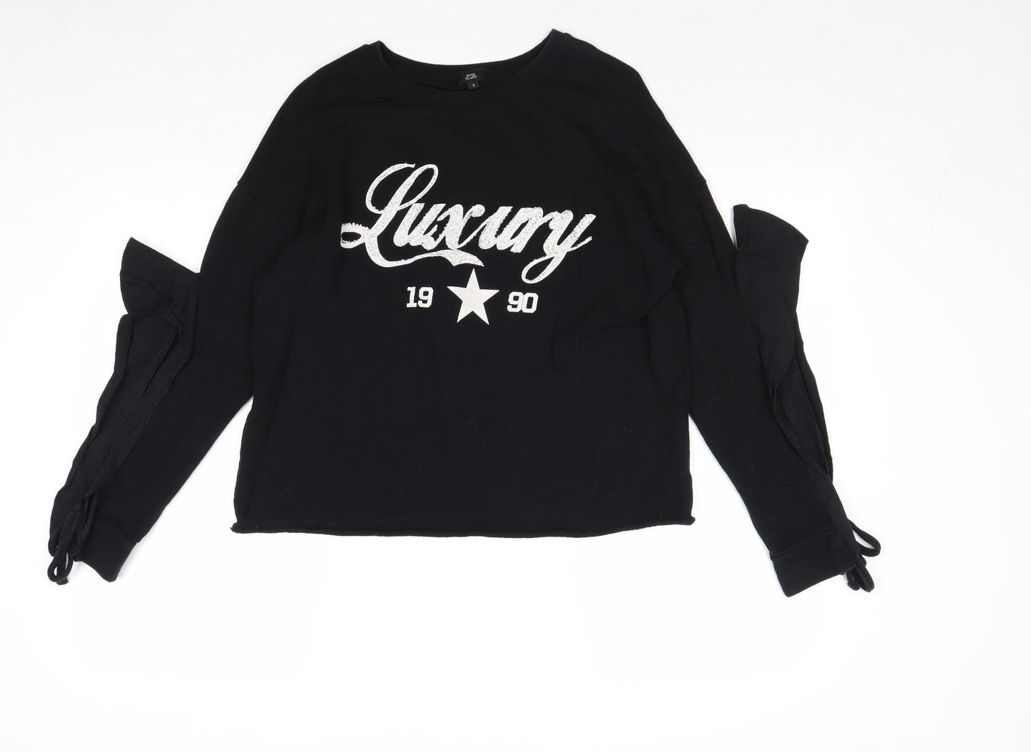 River Island Womens Black 100% Cotton Pullover Sweatshirt Size S Pullover - Cold Shoulder