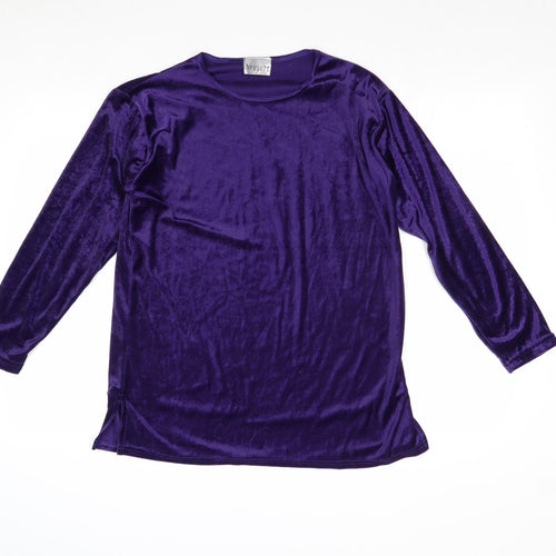 Xposure Womens Purple Polyester Basic Blouse Size S Round Neck