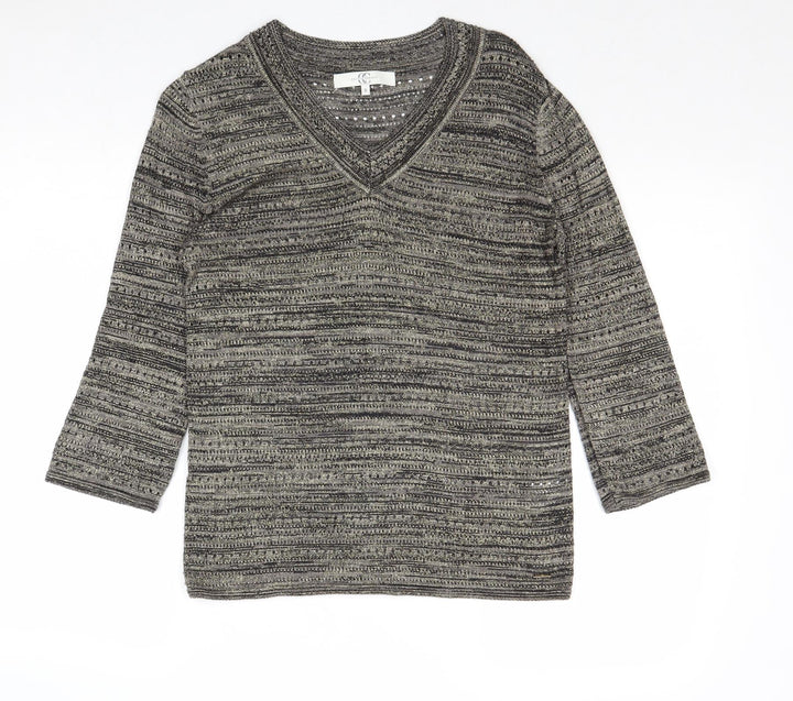 Country Casuals Womens Gold V-Neck Viscose Pullover Jumper Size S