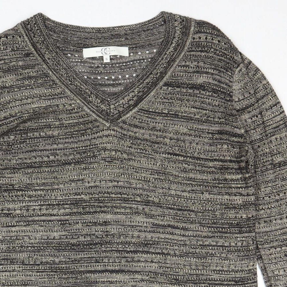 Country Casuals Womens Gold V-Neck Viscose Pullover Jumper Size S