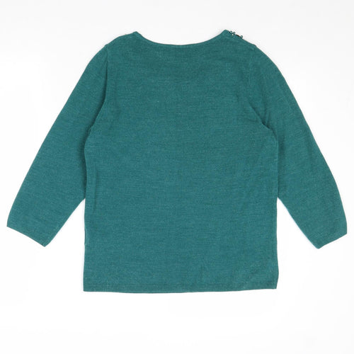 Marks and Spencer Womens Green Round Neck Acrylic Pullover Jumper Size 10