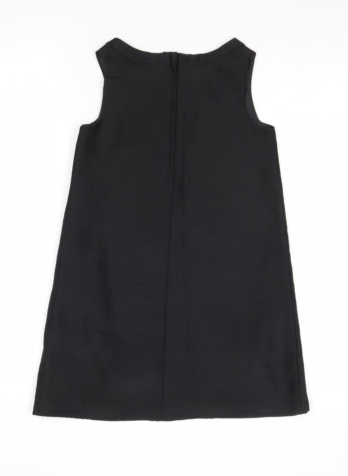 H&M Girls Black Polyester A-Line Size 8 Years Round Neck Snap