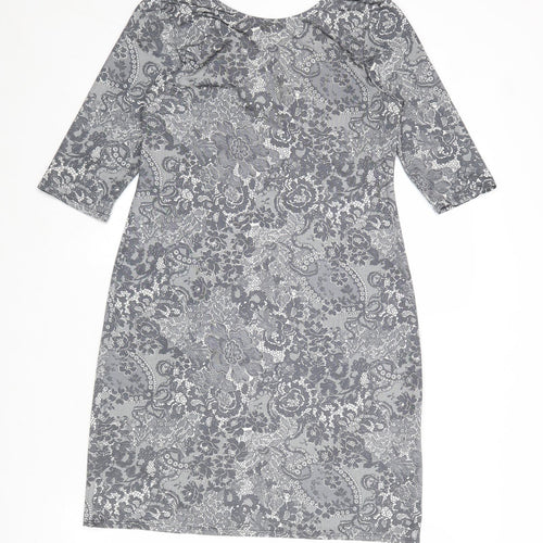 Dorothy Perkins Womens Grey Floral Polyester A-Line Size 10 Round Neck Pullover
