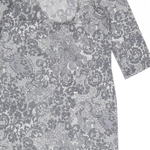 Dorothy Perkins Womens Grey Floral Polyester A-Line Size 10 Round Neck Pullover