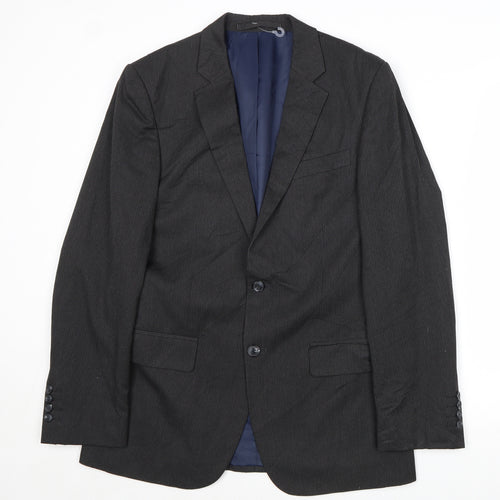 Marks and Spencer Mens Grey Striped Polyester Jacket Suit Jacket Size 38 Regular