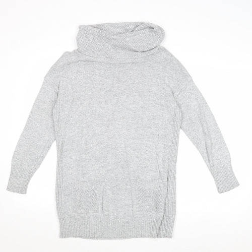 M&Co Womens Grey Roll Neck Cotton Pullover Jumper Size 14