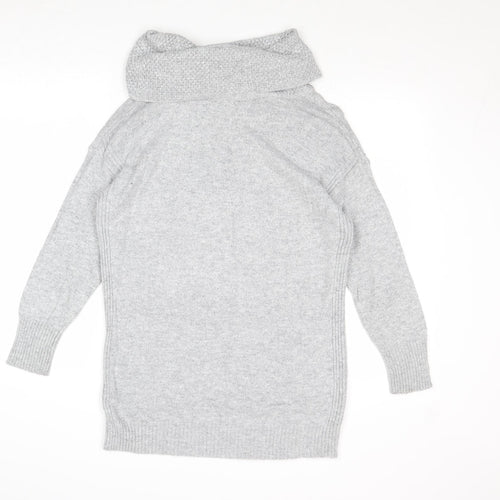 M&Co Womens Grey Roll Neck Cotton Pullover Jumper Size 14