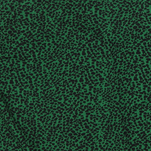 River Island Womens Green Animal Print Polyester Basic Blouse Size 10 V-Neck