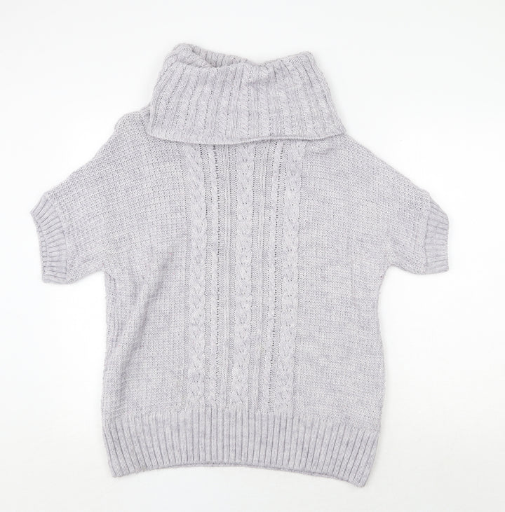 Dorothy Perkins Womens Grey Round Neck Acrylic Pullover Jumper Size 16