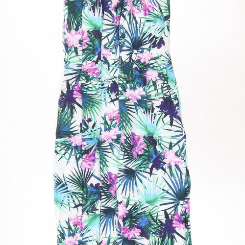 New Look Womens Green Floral Viscose Maxi Size 6 Square Neck Pullover