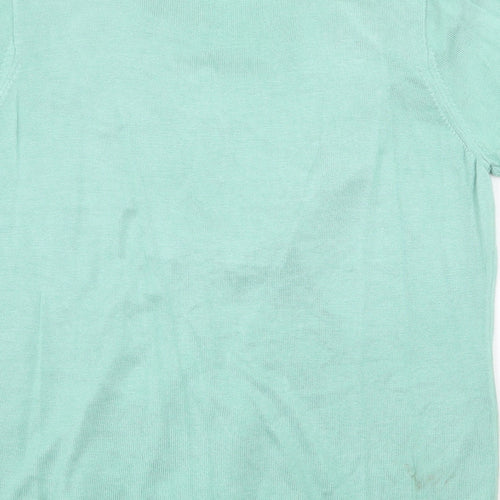 Per Una Womens Green Round Neck 100% Cotton Pullover Jumper Size 14