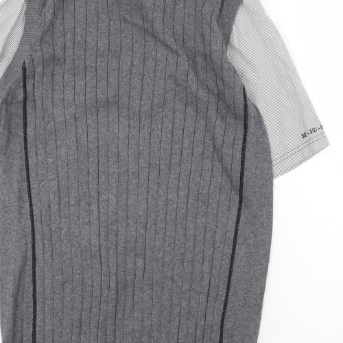 NEXT Mens Grey Collared Cotton Pullover Jumper Size S Short Sleeve