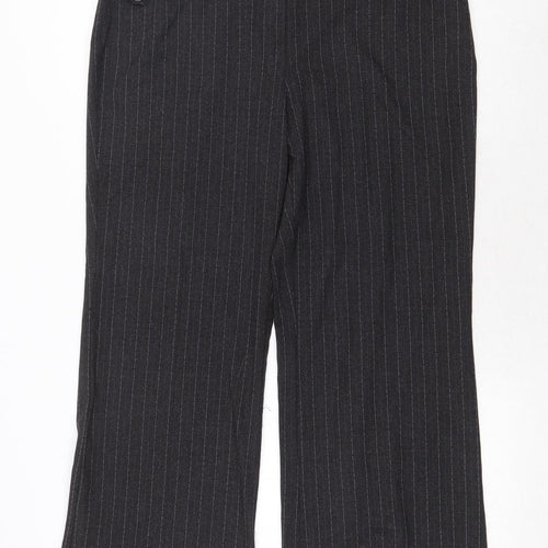 David Emmanuel Womens Grey Striped Polyester Dress Pants Trousers Size 14 Regular Zip
