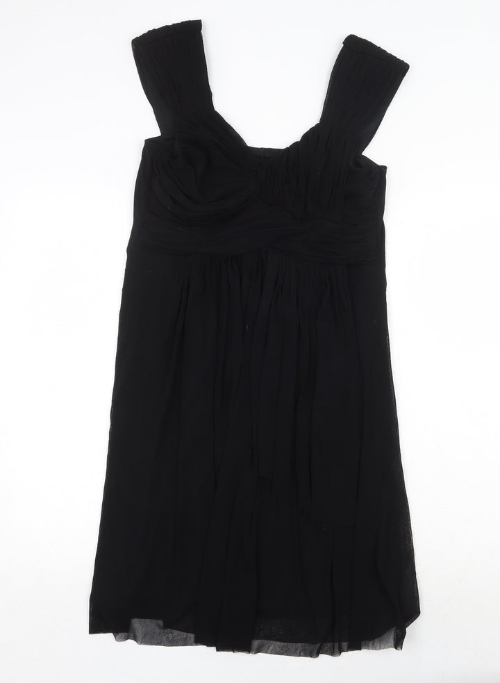M&Co Womens Black Nylon Trapeze & Swing Size 12 Round Neck Pullover
