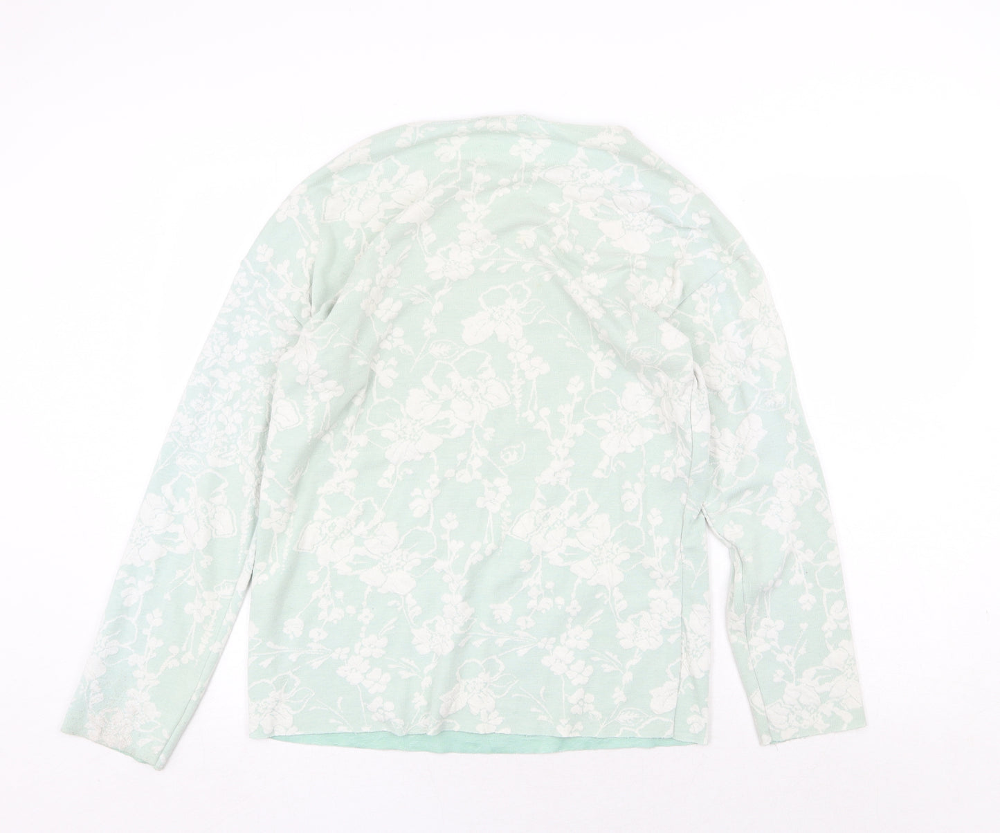 Boohoo Womens Green Round Neck Floral Viscose Pullover Jumper Size S