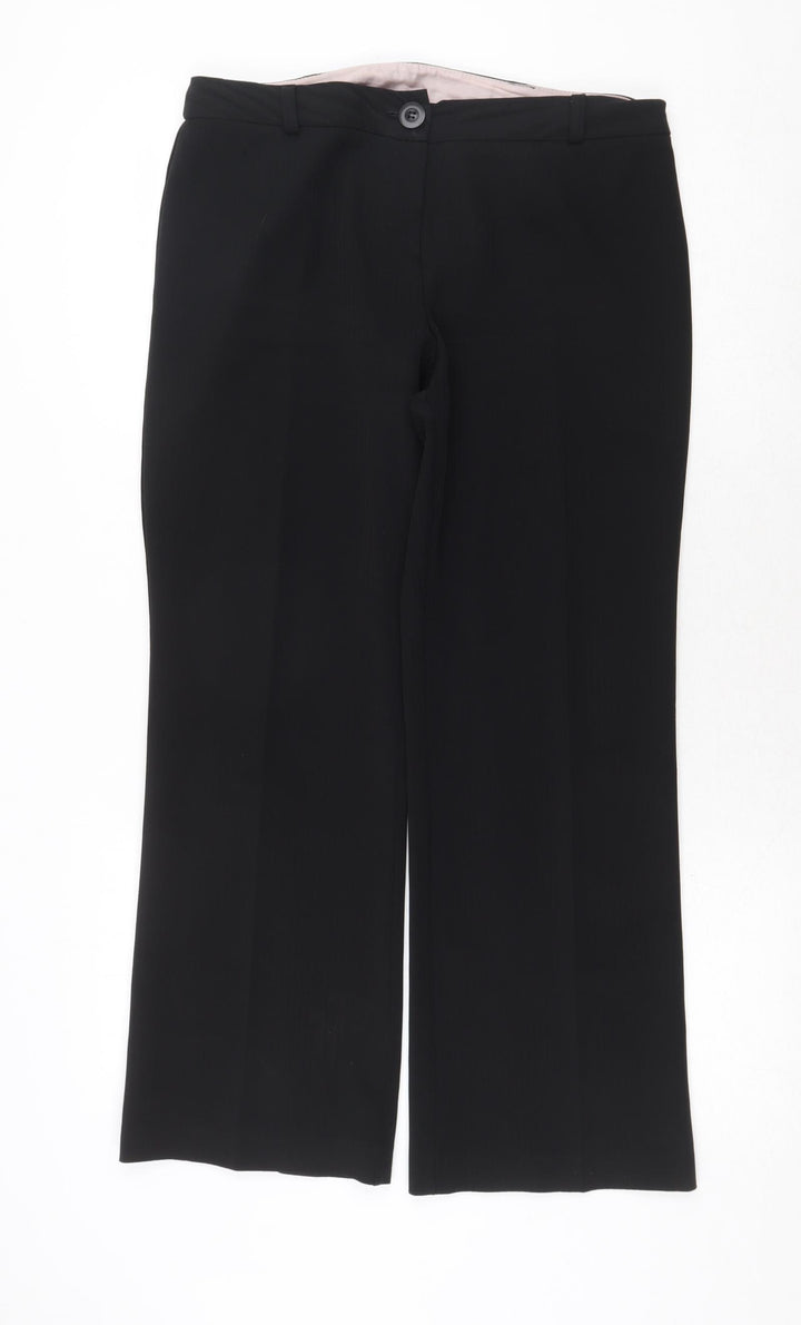 Dorothy Perkins Womens Black Polyester Trousers Size 12 Regular Zip