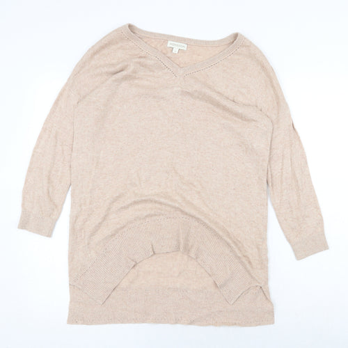 Monsoon Womens Beige V-Neck Viscose Pullover Jumper Size S