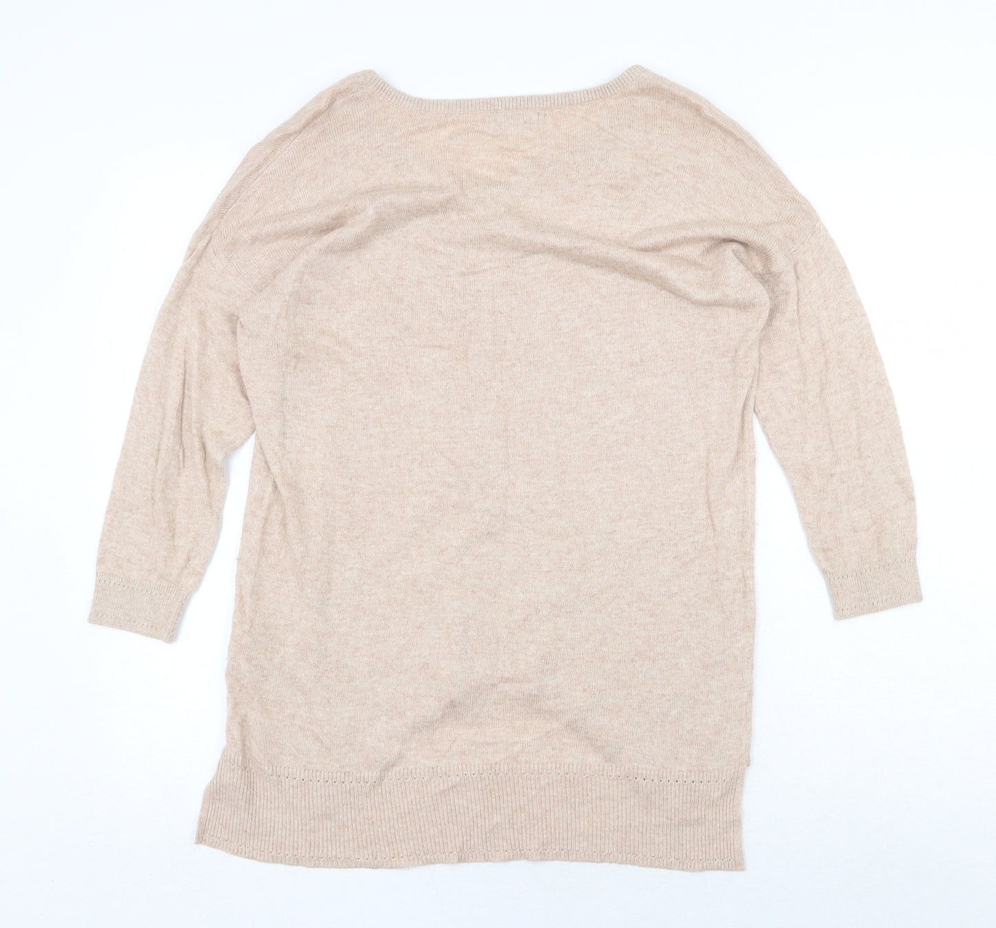 Monsoon Womens Beige V-Neck Viscose Pullover Jumper Size S