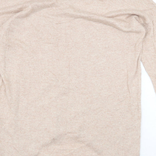 Monsoon Womens Beige V-Neck Viscose Pullover Jumper Size S