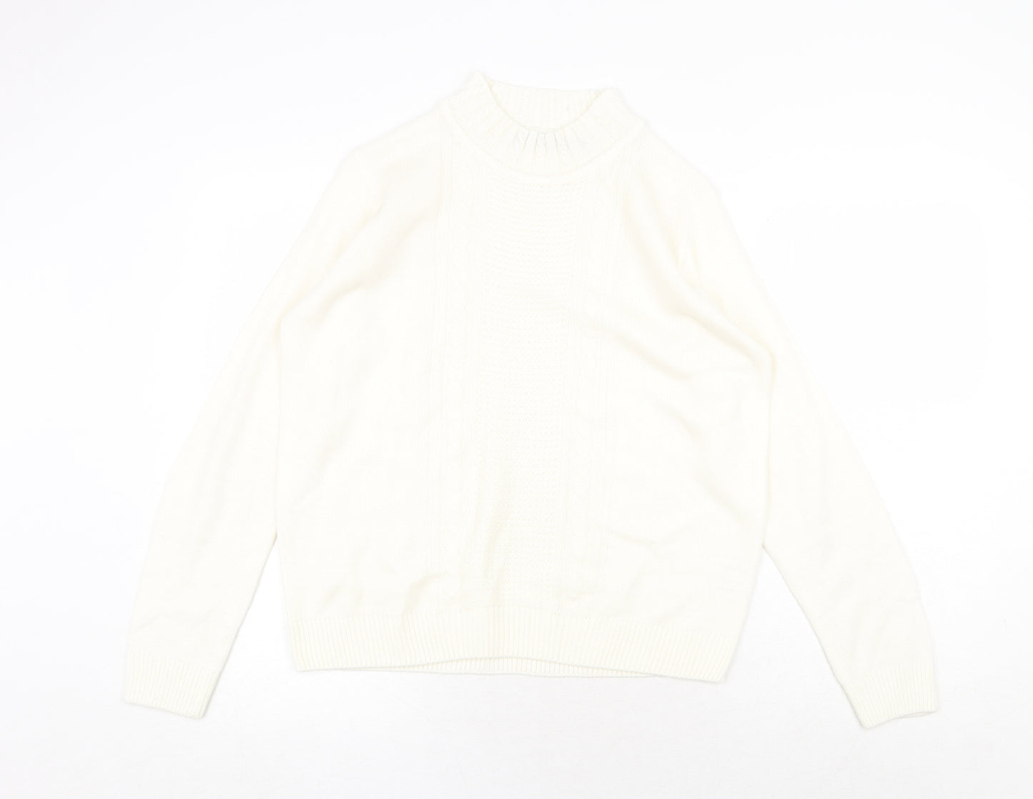 EWM Womens White Round Neck Acrylic Pullover Jumper Size 14 - Size 14-16